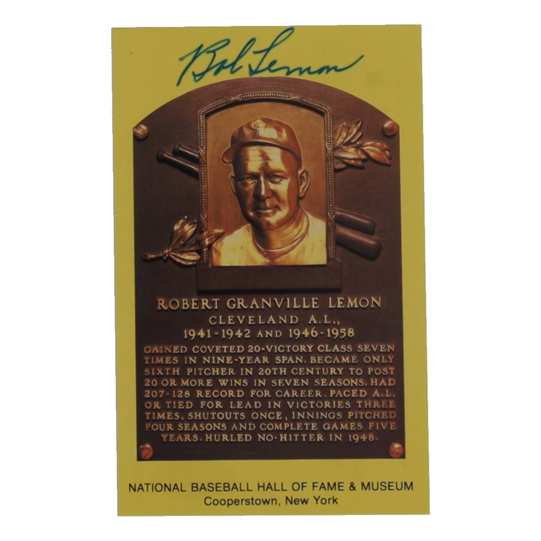 Bob Lemon Signed Hall of Fame Plaque Postcard (JSA) at PristineAuction.com Bob Lemon Signed Hall of Fame Plaque Postcard (JSA) at PristineAuction.com