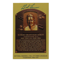 Bob Lemon Signed Hall of Fame Plaque Postcard (JSA) at PristineAuction.com