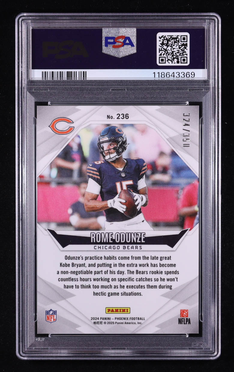 Rome Odunze 2024 Panini Phoenix FireBurst #236 RC #324/350 (PSA 10) at PristineAuction.com Rome Odunze 2024 Panini Phoenix FireBurst #236 RC #324/350 (PSA 10) at PristineAuction.com