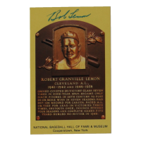 Bob Lemon Signed Hall of Fame Plaque Postcard (JSA) at PristineAuction.com