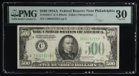 1934-A U.S. $500 Five-Hundred Dollars Federal Reserve Note - Philadelphia (PMG VF 30) at PristineAuction.com