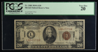1934-A $20 Twenty Dollars Hawaii Overprint Federal Reserve Note (PMG VF20) at PristineAuction.com