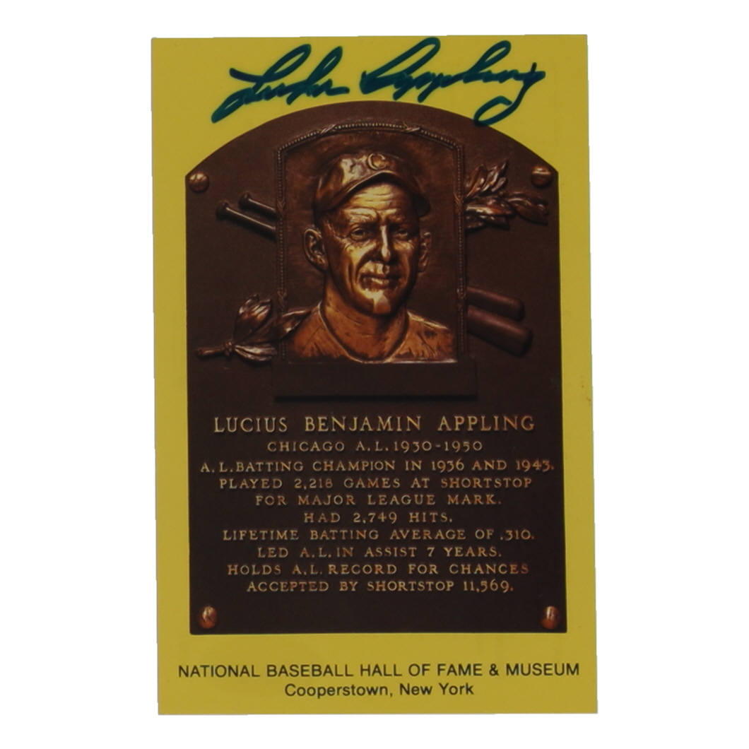 Luke Appling Signed Hall of Fame Plaque Postcard (JSA) at PristineAuction.com Luke Appling Signed Hall of Fame Plaque Postcard (JSA) at PristineAuction.com