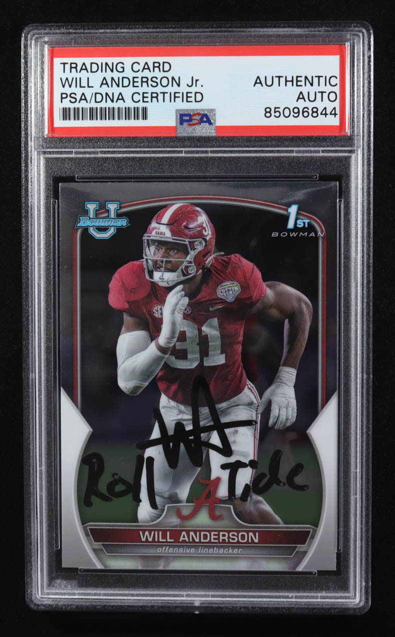 Will Anderson Signed 2022 Topps Bowman U #52 Inscribed "Roll Tide" RC (PSA | Autograph Graded PSA Authentic) at PristineAuction.com Will Anderson Signed 2022 Topps Bowman U #52 Inscribed "Roll Tide" RC (PSA | Autograph Graded PSA Authentic) at PristineAuction.com