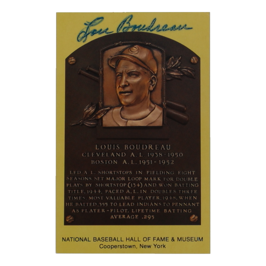 Lou Boudreau Signed Hall of Fame Plaque Postcard (JSA) at PristineAuction.com Lou Boudreau Signed Hall of Fame Plaque Postcard (JSA) at PristineAuction.com