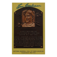 Lou Boudreau Signed Hall of Fame Plaque Postcard (JSA) at PristineAuction.com