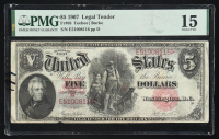 1907 United States Legal Tender $5 Five Note (PMG Choice Fine 15) at PristineAuction.com