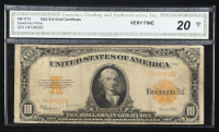1922 $10 Ten Dollars Gold Certificate (CGA VF20) at PristineAuction.com