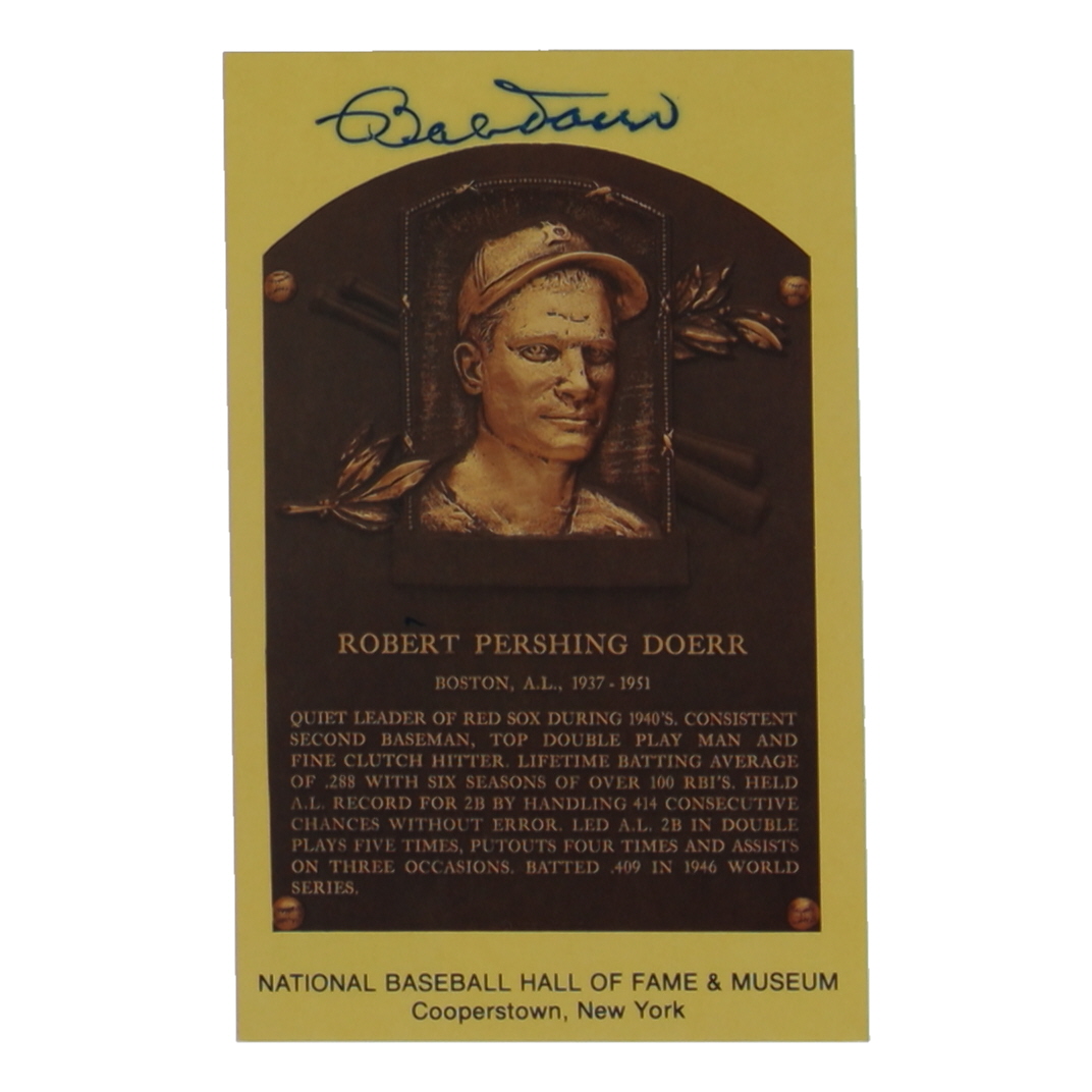 Bobby Doerr Signed Hall of Fame Plaque Postcard (JSA) at PristineAuction.com Bobby Doerr Signed Hall of Fame Plaque Postcard (JSA) at PristineAuction.com