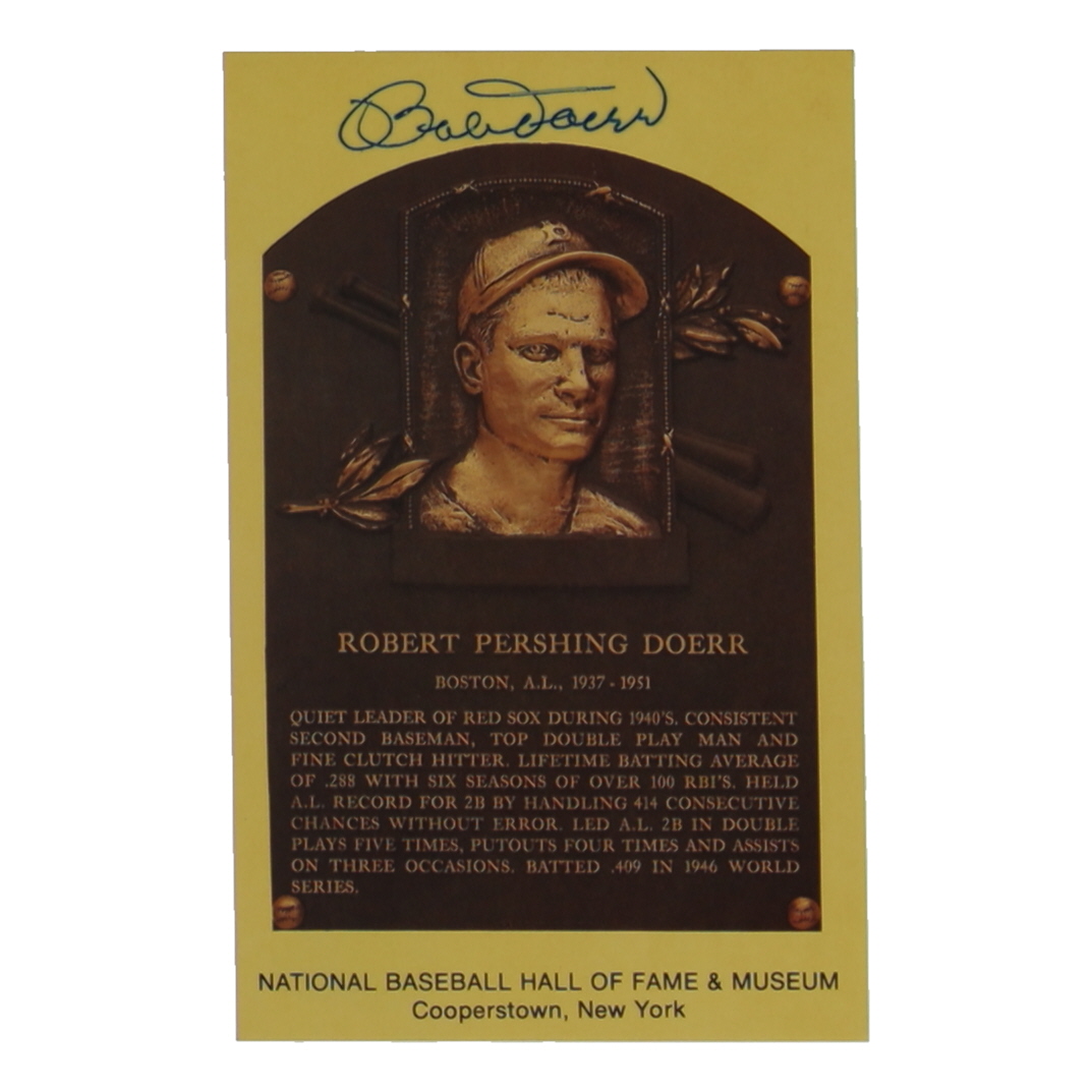 Bobby Doerr Signed Hall of Fame Plaque Postcard (JSA) at PristineAuction.com Bobby Doerr Signed Hall of Fame Plaque Postcard (JSA) at PristineAuction.com