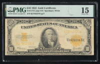 1922 $10 Ten Dollars Gold Certificate (PMG Choice Fine 15) at PristineAuction.com