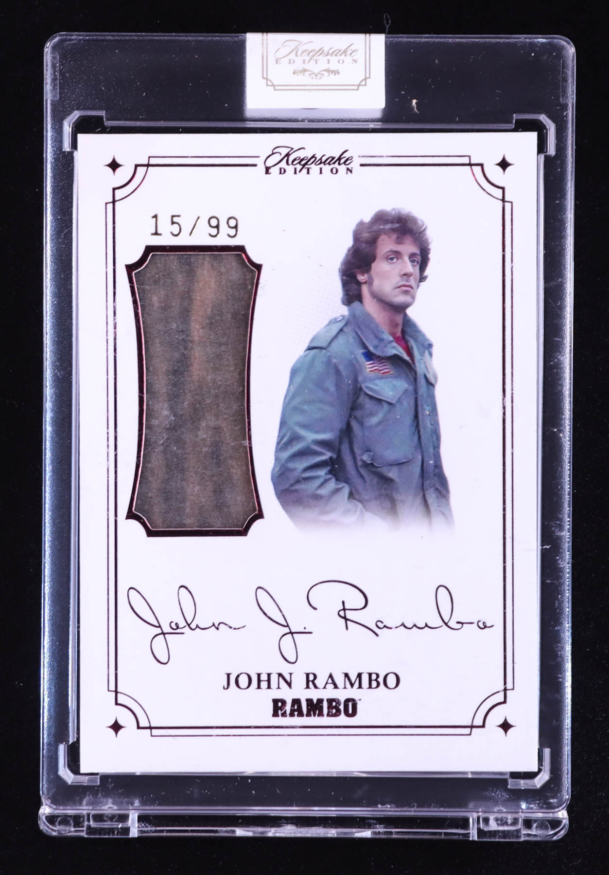 John Rambo 2024 Keepsake Edition Laser Signapatch #36 #15/99 at PristineAuction.com John Rambo 2024 Keepsake Edition Laser Signapatch #36 #15/99 at PristineAuction.com