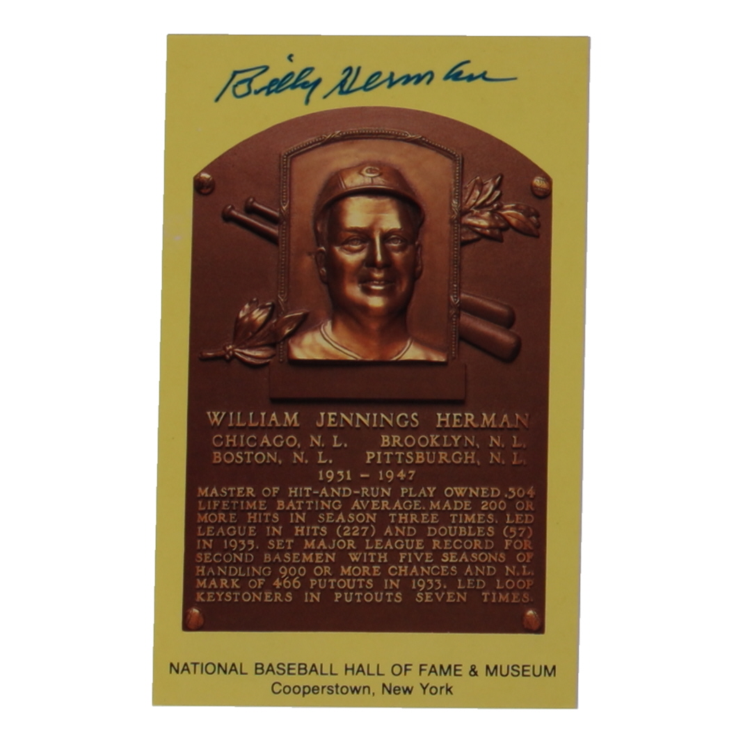 Billy Herman Signed Hall of Fame Plaque Postcard (JSA) at PristineAuction.com Billy Herman Signed Hall of Fame Plaque Postcard (JSA) at PristineAuction.com