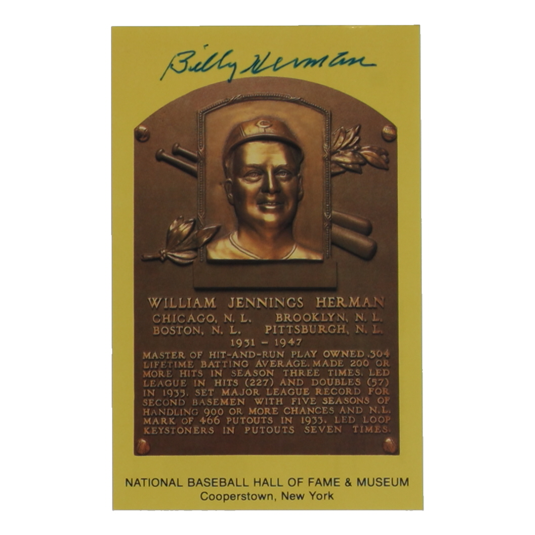 Billy Herman Signed Hall of Fame Plaque Postcard (JSA) at PristineAuction.com Billy Herman Signed Hall of Fame Plaque Postcard (JSA) at PristineAuction.com