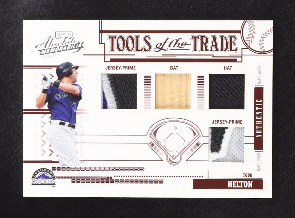 Todd Helton 2005 Absolute Memorabilia Tools of the Trade Swatch Quad Prime #TT188 #3/5 at PristineAuction.com Todd Helton 2005 Absolute Memorabilia Tools of the Trade Swatch Quad Prime #TT188 #3/5 at PristineAuction.com