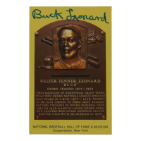 Buck Leonard Signed Hall Of Fame Plaque Postcard (JSA) at PristineAuction.com