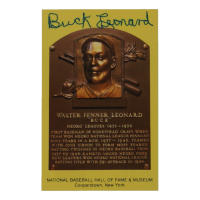 Buck Leonard Signed Hall Of Fame Plaque Postcard (JSA) at PristineAuction.com