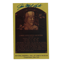 Jim "Catfish" Hunter Signed Hall Of Fame Plaque Postcard (JSA) at PristineAuction.com