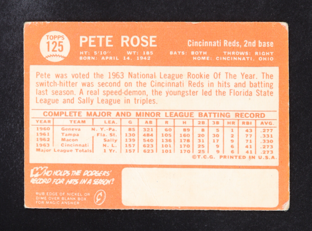 Pete Rose 1964 Topps #125 at PristineAuction.com Pete Rose 1964 Topps #125 at PristineAuction.com