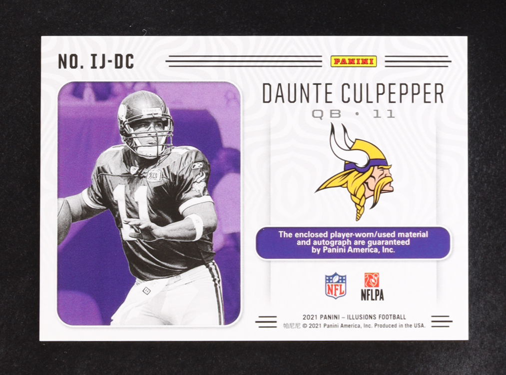 Daunte Culpepper 2021 Panini Illusions Immortalized Jersey Autographs #27 #106/299 at PristineAuction.com Daunte Culpepper 2021 Panini Illusions Immortalized Jersey Autographs #27 #106/299 at PristineAuction.com