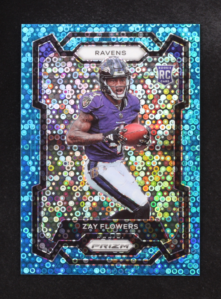 Zay Flowers 2023 Panini Prizm Prizms No Huddle Blue #307 #14/95 RC