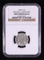 1945-P Jefferson "War" Nickel, Obverse Lamination (NGC MINT ERROR MS64) at PristineAuction.com