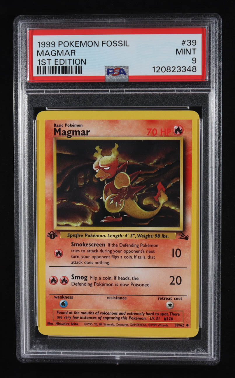 Magmar 1999 Pokemon Fossil 1st Edition #39 (PSA 9) at PristineAuction.com Magmar 1999 Pokemon Fossil 1st Edition #39 (PSA 9) at PristineAuction.com