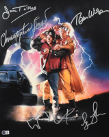 "Back to the Future" 16x20 Photo Cast-Signed By (5) with Michael J. Fox, Christopher Lloyd, Tom Wilson, Leah Thompson & James Tolkan (Beckett) at PristineAuction.com