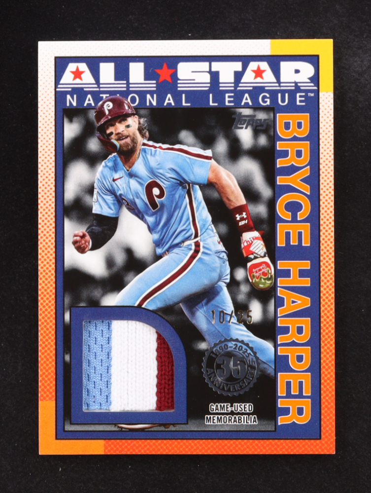Bryce Harper 2025 Topps '90 Topps All Star Relics Orange #90ASRBH #10/25