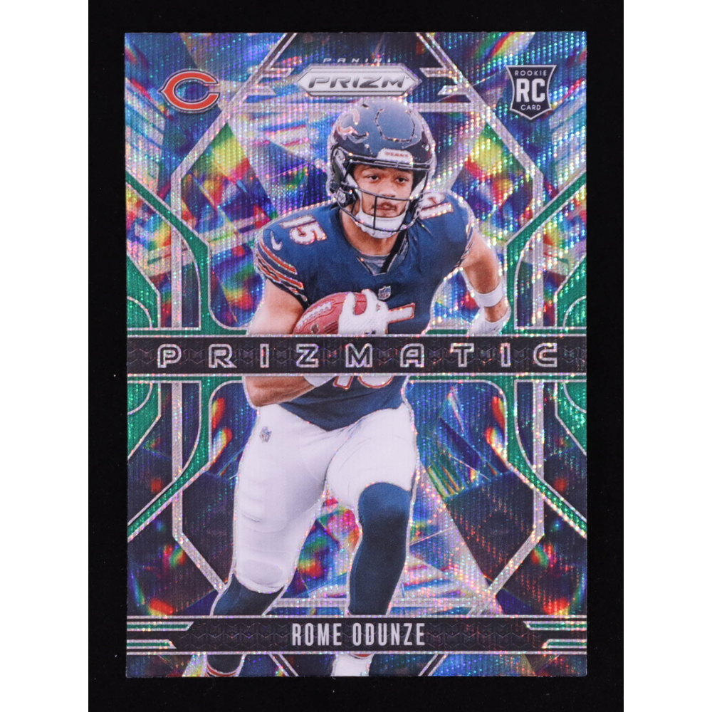 Rome Odunze 2024 Panini Prizm Prizmatic Prizms Green Wave #9 RC at PristineAuction.com