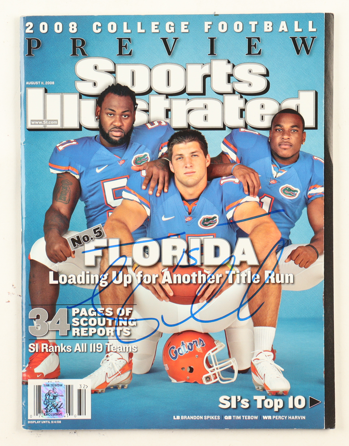 Tim Tebow Signed 2008 Sports Illustrated Magazine (Tebow) at PristineAuction.com Tim Tebow Signed 2008 Sports Illustrated Magazine (Tebow) at PristineAuction.com
