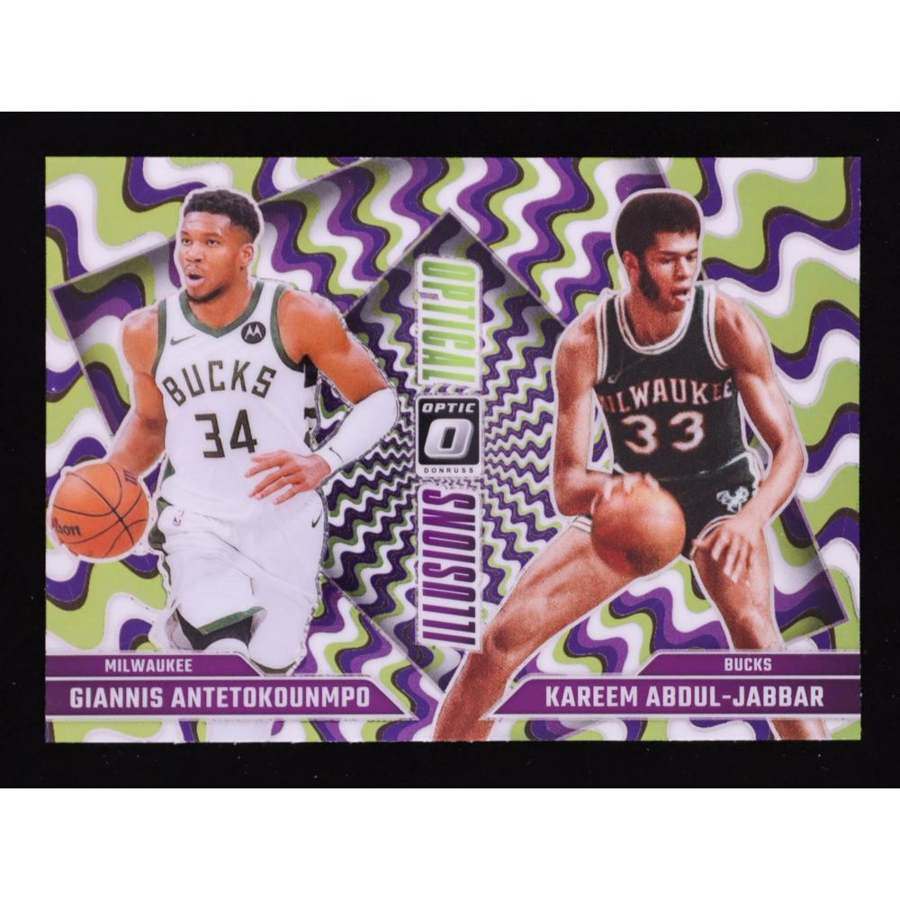 Giannis Antetokounmpo / Kareem Abdul-Jabbar 2024-25 Donruss Optic Optical Illusions #4 at PristineAuction.com
