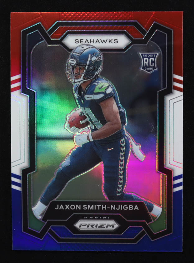 Jaxon Smith-Njigba 2023 Panini Prizm Red White Blue #390 RC at PristineAuction.com Jaxon Smith-Njigba 2023 Panini Prizm Red White Blue #390 RC at PristineAuction.com