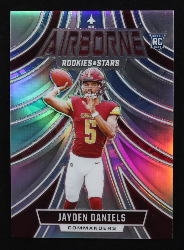 Jayden Daniels 2024 Panini Rookies and Stars Airborne Prizms Silver #A-JDS RC at PristineAuction.com Jayden Daniels 2024 Panini Rookies and Stars Airborne Prizms Silver #A-JDS RC at PristineAuction.com