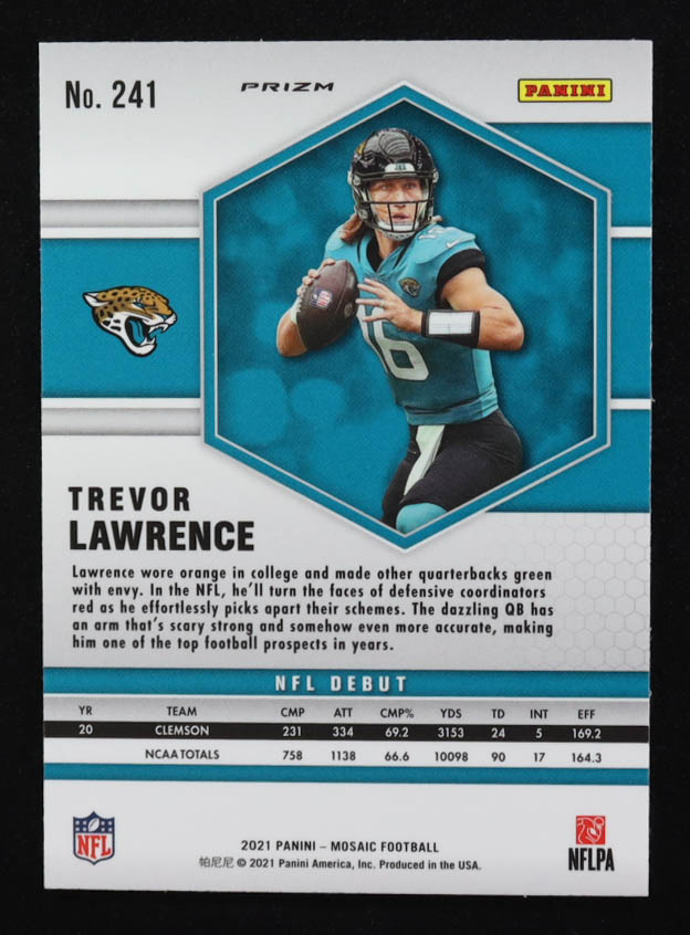 Trevor Lawrence 2021 Panini Mosaic Yellow #241 RC at PristineAuction.com Trevor Lawrence 2021 Panini Mosaic Yellow #241 RC at PristineAuction.com