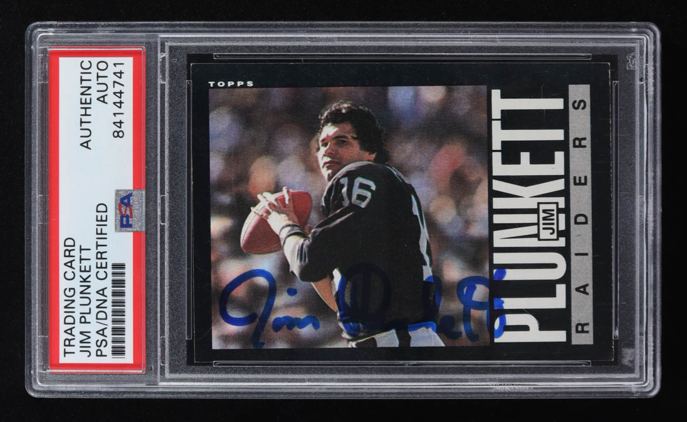 Jim Plunkett Signed 1985 Topps #297 (PSA Authentic) at PristineAuction.com Jim Plunkett Signed 1985 Topps #297 (PSA Authentic) at PristineAuction.com