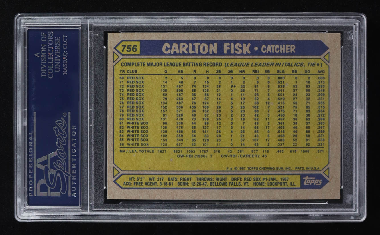 Carlton Fisk Signed 1987 Topps #756 (PSA Authentic) at PristineAuction.com Carlton Fisk Signed 1987 Topps #756 (PSA Authentic) at PristineAuction.com