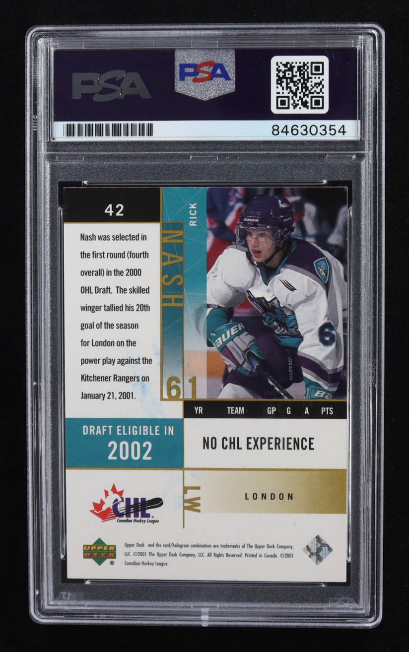 Rick Nash Signed 2000-01 UD CHL Prospects #42 RC (PSA Authentic) at PristineAuction.com Rick Nash Signed 2000-01 UD CHL Prospects #42 RC (PSA Authentic) at PristineAuction.com