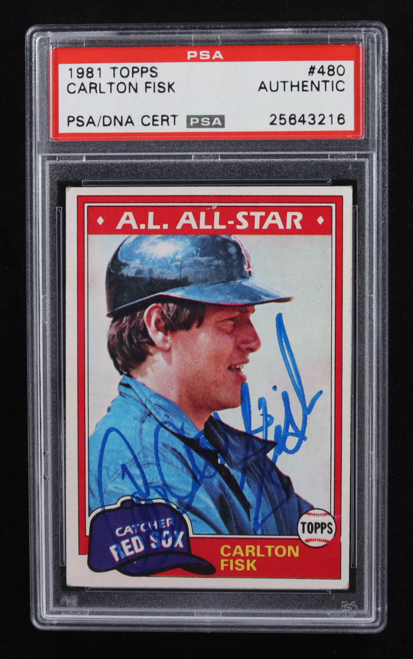 Carlton Fisk Signed 1981 Topps #480 (PSA Authentic) at PristineAuction.com Carlton Fisk Signed 1981 Topps #480 (PSA Authentic) at PristineAuction.com