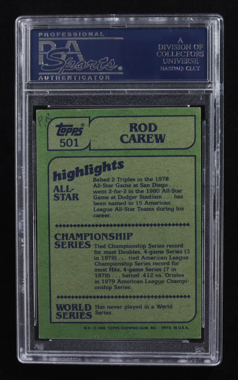 Rod Carew Signed 1982 Topps #501 IA (PSA Authentic) at PristineAuction.com Rod Carew Signed 1982 Topps #501 IA (PSA Authentic) at PristineAuction.com