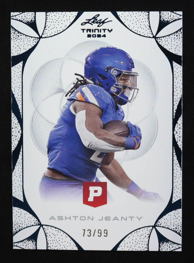 Ashton Jeanty 2024 Leaf Trinity Blue Foil Refractor #7 RC (73/99) at PristineAuction.com Ashton Jeanty 2024 Leaf Trinity Blue Foil Refractor #7 RC (73/99) at PristineAuction.com
