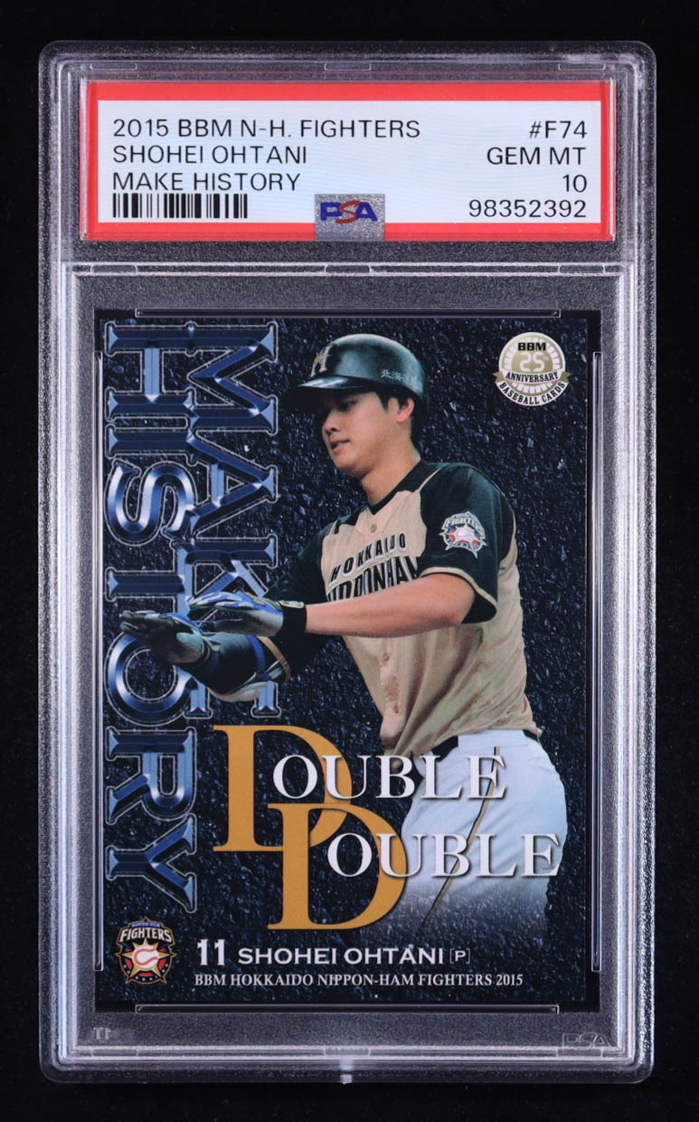 Shohei Ohtani 2015 BBM Nippon Ham Fighters Make History #F74 RC (PSA 10) at PristineAuction.com Shohei Ohtani 2015 BBM Nippon Ham Fighters Make History #F74 RC (PSA 10) at PristineAuction.com
