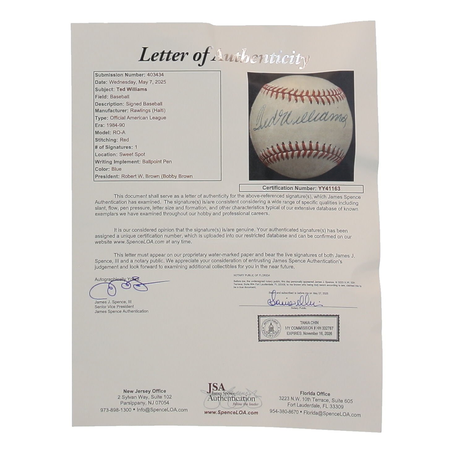 Ted Williams Signed OAL Baseball (JSA) at PristineAuction.com Ted Williams Signed OAL Baseball (JSA) at PristineAuction.com