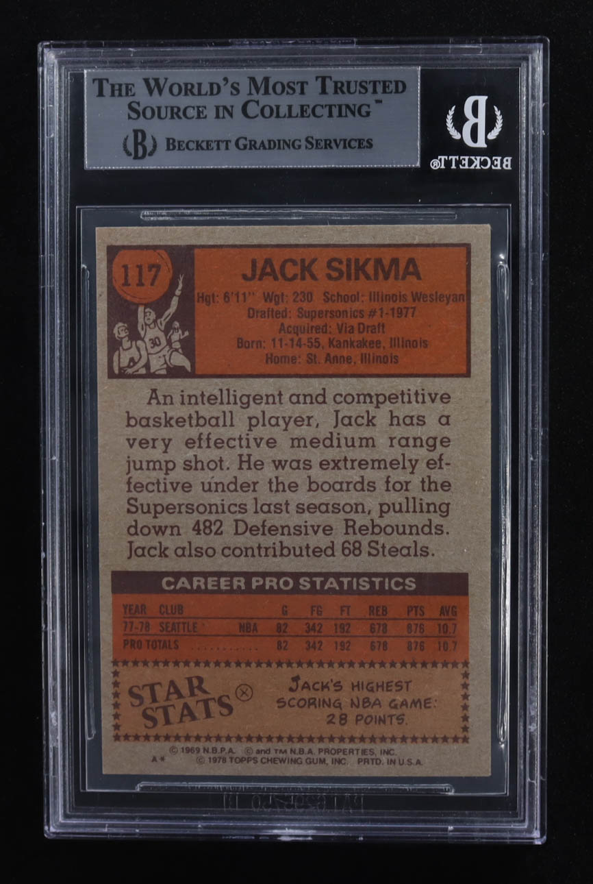 Jack Sikma Signed 1978-79 Topps #117 RC (BGS) at PristineAuction.com Jack Sikma Signed 1978-79 Topps #117 RC (BGS) at PristineAuction.com