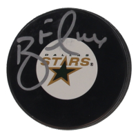 Brett Hull Signed Stars Logo Hockey Puck (PSA) at PristineAuction.com