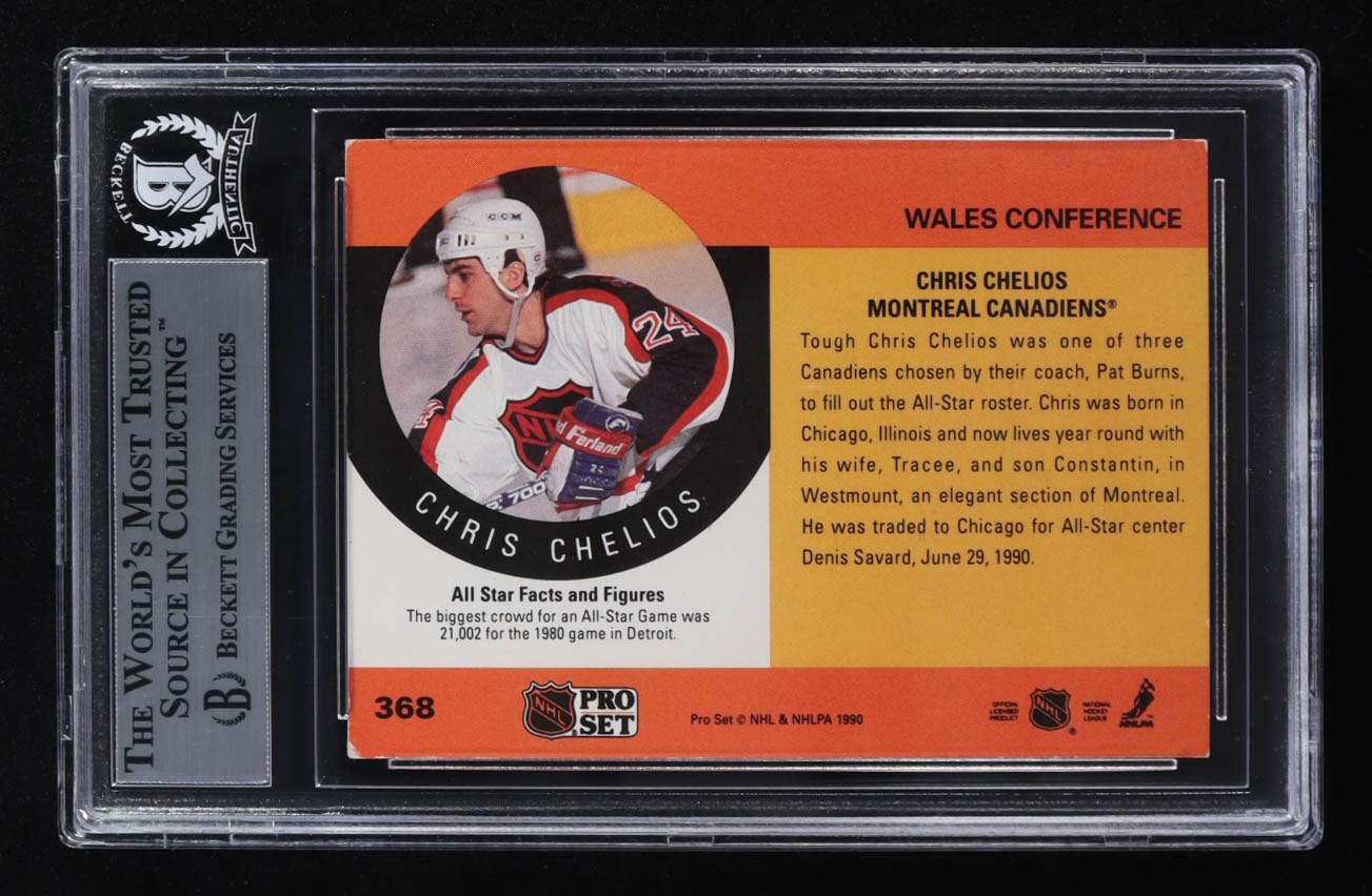 Chris Chelios Signed 1990-91 Pro Set #368 (BGS) at PristineAuction.com Chris Chelios Signed 1990-91 Pro Set #368 (BGS) at PristineAuction.com