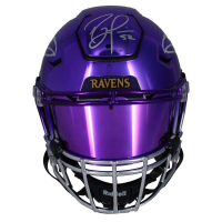 Ray Lewis Signed Ravens Full-Size Authentic On-Field Chrome Custom Speedflex Helmet (Beckett) at PristineAuction.com