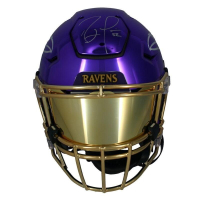 Ray Lewis Signed Ravens Full-Size Authentic On-Field Chrome Custom Speedflex Helmet (Beckett) at PristineAuction.com