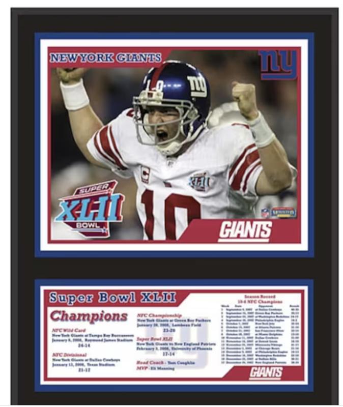 Giants SB XLII Champions Sublimated Plaque at PristineAuction.com Giants SB XLII Champions Sublimated Plaque at PristineAuction.com