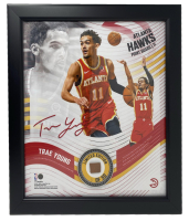 Trae Young LE Hawks Custom Framed Game-Used Basketball Piece Display (Fanatics) at PristineAuction.com